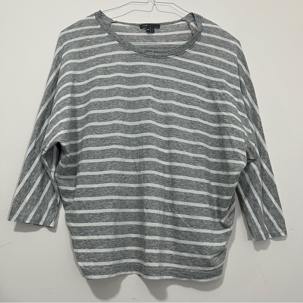 Vince Striped Top XS Dolman 3/4 Sleeve Lightweight Pima Cotton Modal Blend Soft